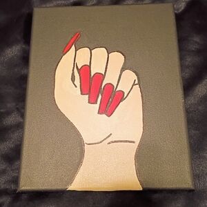 Modern Art Canvas with Long Red Fashion Nails Salon Decor Room Decor 8x10"
